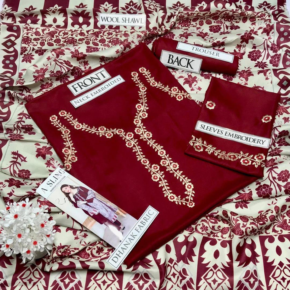Women Unstitched Embroidered 3pc Suit