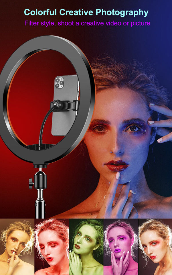 MJ36 14.1" RGB LED Ring Light – Multi-Color Beauty Fill Light with Phone Clip (Stand Not Included)