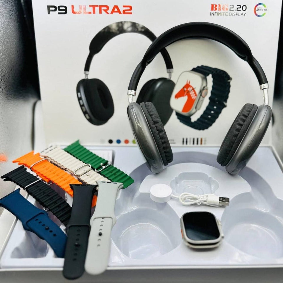 P9 Ultra 2 Smartwatch with High-Performance Headphones & 7 Customizable Straps – The Ultimate Wearable Experience